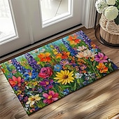preiswerte Fußmatten-Blumen Fußmatte Küchenteppich Bodenmatte Rutschfeste Fläche Teppich Ölresistenter Teppich Innen Außenmatte Schlafzimmerdekor Badezimmermatte Eingangs teppich Frühling Sommer