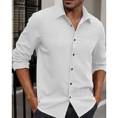 economico camicia da uomo con bottoni-Per uomo Camicia Camicia Estiva Camicia casual Camicia da Spiaggia Camicia con Bottoni Bianco Borgogna Verde militare Manica Lunga Semplice Bavero Vacanza Camicia hawaiana Bottonato Abbigliamento