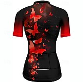 ieftine Tricouri pentru femei-Pentru femei Jersey de ciclism Fluture Manșon scurt Bicicletă Tricou Tee Jerseu cu 3 buzunare spate Ciclism montan Uscare rapidă Proiectare anatomică Wicking Respirabil Sport Rosu Albastru Verde