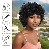 abordables Perruques de qualité supérieure-Perruque Synthétique Tissage bouclé Curl en spirale Coupe Asymétrique Coupe Droite Fabriqué à la machine Perruque 30 pouces A1 Cheveux Synthétiques Femme Epais Confortable Exquis Noir