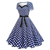 cheap Dresses-Retro Vintage 1950s Dress Swing Dress Polka dots Women&#039;s Carnival Masquerade Daily Wear Bachelorette Party Adults&#039; Dress Homecoming Dresses