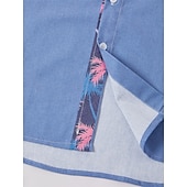  Voor heren Overhemd linnen overhemd Strand hemd Hawaiiaans overhemd Kokosnootboom Vakantie Feestdagen Blozend Roze blauw khaki Korte Mouw Strijkijzer Zomer Kleding