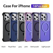 economico Cover per iPhone-telefono Custodia Per iPhone 16 Pro Max Plus iPhone 15 Pro Max Plus iPhone 14 13 12 Pro Max Plus Copertura Posteriore con Supporto Magnetico Supporta la Ricarica Wireless Retrò Metallo