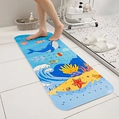 baratos Tapete antiderrapante para banheira-tapete de banho de bebê de desenho animado, tapete de banheira infantil antiderrapante para banho de criança, chuveiro antiderrapante, 40 pol. x 16 pol. com furos de drenagem e ventosas lavável à