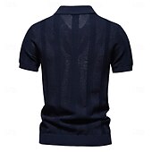 preiswerte Herren Elite Polo-Herren Polo Strick-Polopullover Formell Arbeit Möwenhalsband Kurzarm Einfarbig Stripe-Trim Streifen Sommer Frühling Marineblau Khaki Armeegrün Polo