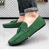 cheap Men&#039;s Slip-ons &amp; Loafers-Men&#039;s Green Suede Loafers – Casual Slip-On Moccasins with Non-Slip Sole for Driving &amp; Everyday Wear