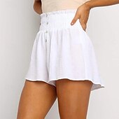 ieftine Bermude-Pentru femei Pantaloni Scurți Pantaloni Șic Stradă Casual Scurt Natural Simplu Buzunar Respirabilitate Απαλό Comfortabil Micro-elastic În aer liber Vacanță Negru Alb Gri Deschis Cafea Vară Fit regulat