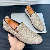 levne Pánské nazouváky a mokasíny-pánské plesové boty - zlaté třpytivé slip-on mokasíny pro okouzlující večerní nošení