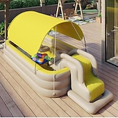 cheap Pools, Hot Tubs &amp; Supplies-Inflatable Pool for Kids and Adults With slide and sunshade,Full-Sized Inflatable Kiddie Pools,Above Ground Pools for Family, Backyard, Garden, Lawn, Outdoor ( Paddling Pool/ Kiddie Pool)