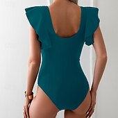 abordables Maillots de bain une pièce-Femmes Maillots de Bain Une Pièce Maillot de bain Patchwork Tropical Tenues de plage Bloc de Couleur Fil en V Sans manches Maillots de bain