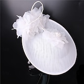 お買い得  ファシネーター-ヘッドピース フェイクリネン 結婚式 パーティー エレガント 結婚式 と フラワー かぶと 帽子