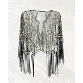 cheap Wedding Guest Wraps-1920s Shawls Women&#039;s Sequins Wrap Bolero Vintage Shawls Sparkle &amp; Shine Sleeveless Polyester Wedding Wraps With Tassels Paillette For Party Summer 2025