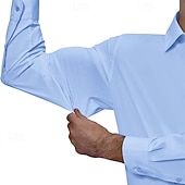 cheap Men's Dress Shirts-Men's Dress Shirt Plain Wedding Outdoor Light Blue Black Wine Dark Navy Long Sleeve Spread Collar Summer Spring Clothing Apparel