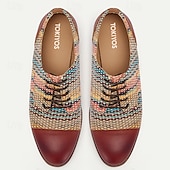 billige Uttalelsessko-flerfargede nylonvevde oxfordsko for menn – håndlagde kjolesko med snøre for formell og fritidsklær