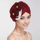abordables Coiffure de mariage-Coiffure Mélange Polyester / Coton Chapeau souple Turbans Mariage Soirée Rétro Avec Perle Perlage Casque Couvre-chef