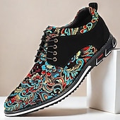 cheap Exquisite Embroidery Shoes-Men&#039;s Black and Turquoise Jacquard Brocade Dress Shoes, Eye-Catching Design, Ideal for Party Wear and Festive Occasions
