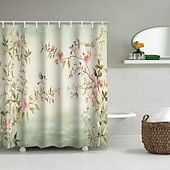 cheap Shower Curtains-Shower Curtain with Hooks 180cm*180cm(70&quot;*70&quot;) Polyester Washable Waterproof Pattern Bathroom Bathtub Decor Floral Bird Plant