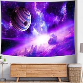 billiga Planet Tapestry-Svartljus Tapestry Glöd i Mörkret Glöd Fest UV-reaktiv Planeten Universum Trippy Dimma Natur Landskap Hängande Tapestry Väggkonst Mural för Vardagsrum Sovrum