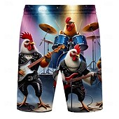 お買い得  動物と鳥-男性用 チック おかしい ギタリスト奏者 スイムショーツ ボードショーツ スイミングトランクス ミディアムウエスト ストリートファッション ハワイアン バケーション ドローストリング メッシュライニング 弾性ウエスト デザイナー 衣類