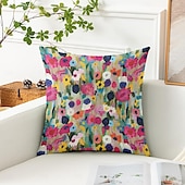 お買い得  花と植物のスタイル-絵画の花の装飾用トスピローカバー 1個 ソフトなスクエアクッションケース 布団カバー 寝室リビングルームソファチェア用