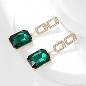 abordables Boucles d&#039;oreilles-Femme Emeraude Zircon Boucles d&#039;Oreille Géométrique Espérer Béni mode simple Des boucles d&#039;oreilles Bijoux Vert Pour Carnaval Fête scolaire 1 paire