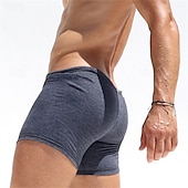 cheap Men&#039;s Boxers Underwear-Men&#039;s 1 PCS Boxers Underwear Boxer Shorts Drawstring Polyester Breathable Soft Comfortable Plain Mid Rise Dark Blue