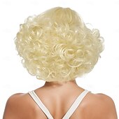 baratos Perucas Históricas-Peruca Sintética Cacheada Ondulada Assimétrica Franja Arrumada Peruca Feita à Máquina 12 polegadas A1 Cabelo Sintético Clássico das Mulheres Confortável Gradiente de Cor Loira Perucas de Halloween