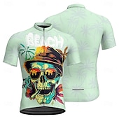 abordables Maillots pour hommes-Homme Maillot Velo Cyclisme Manche Courte Cyclisme Tee-shirt Maillot avec 3 poches arrière VTT Vélo tout terrain Respirable Séchage rapide Conception anatomique Mèche Violet Vert Crânes Des sports