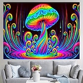 رخيصةأون Tapestries Blacklight-صورة جدارية تتألق تحت ضوء الأسود تتلألأ في الظلام حفلة متفاعلة مع الأشعة فوق البنفسجية مشهد ضبابي فطريات طبيعية صورة جدارية معلقة لغرفة المعيشة غرفة النوم