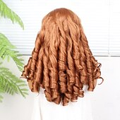 levne Syntetické paruky se síťkou-Syntetická krajková paruka Kudrny Styl 18 inch Oranžová Střední část 13x4 krajka vpředu Paruka Dámské Paruka Oranžová / bílá / modrá