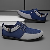baratos Ténis para Homem-sapatos masculinos casuais com cadarço em bege e azul marinho, design exclusivo em tecido, perfeitos para o estilo e conforto do dia a dia