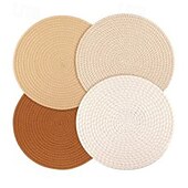 economico Teglie e stampi da forno-4 tovagliette in corda di cotone intrecciata – tovagliette moderne resistenti al calore, sottobicchieri fatti a mano, tovagliette in terracotta, protezione per tavolo da pranzo, casa semplice