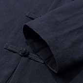 economico Casual da lavoro-Per uomo Camicia camicia di lino Maglietta informale Camicia con bottoni Camicia di cotone Liscio Da mare Hawaiano Nero Blu marino Cachi Manica lunga A fascia Primavera Abbigliamento Tasca frontale