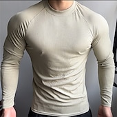 economico magliette di base-Per uomo Maglietta Camicia a Maniche Lunghe Manica Lunga Girocollo Primavera &amp; Autunno Semplice Moda Designer Essenziale Patchwork Vacanza Streetwear Uscire Nero Bianco Ciano Maglietta Top per Uomo