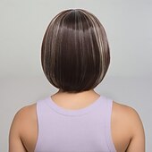 voordelige oudere pruik-Synthetische pruiken Kinky Recht Natuurlijk recht Asymmetrisch kapsel Strakke pony Machinegemaakt Pruik 30.5 cm A1 Synthetisch haar Dames Klassiek Aanbiddelijk Comfortabel Donker Grijs