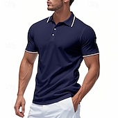 billige Klassisk poloskjorte for menn-Herre Golf skjorte Piké poloskjorter Virksomhet Avslappet Ribbet polokrage Kortermet Mote Grunnleggende Helfarge Knapper Sommer Vår &amp; Vinter Normal Mørkegrå Sjø blå Svart Hvit Lysegrønn Rød Golf