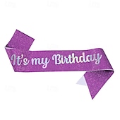 economico Forniture per Festa di Compleanno-fascia per festa di compleanno in tessuto elastico glitterato, fascia &quot;è il mio compleanno&quot;, cintura scintillante per feste per decorazioni per feste di compleanno per bambine