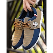 abordables Baskets-Baskets décontractées bicolores en nylon pour hommes avec design à lacets et emblème - des chaussures élégantes pour un usage quotidien