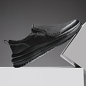 billiga Slip-ons och loafers till herrar-moderna slip-on-sneakers för män, grå mesh med elastisk slingring, snygga och bekväma urbana skor