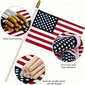 お買い得  ガーデンフラッグ、バナー-1個 USアメリカン Stick Flags 小型ミニUSA手持ちフラッグ 7月4日装飾、退役軍人パーティー、メモリアルデー