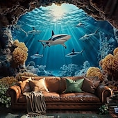 cheap Ocean Beach Tapestry-Landscape Ocean Undersea Hanging Tapestry Wall Art Large Tapestry Mural Decor Photograph Backdrop Blanket Curtain Home Bedroom Living Room Decoration