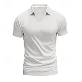 economico Polo classica da uomo-Per uomo Maglia da golf Polo Piqué Affari Casuale Bavero Manica Corta Moda Essenziale Tinta unica Testurizzato Bottoni Estate Primavera &amp; Autunno Vestibilità regolare Marrone Scuro Bianco Grigio