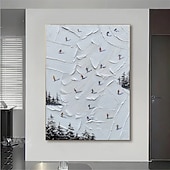 preiswerte Stillleben-Gemälde-handgemachtes Skisport Leinwandgemälde handgemalt Winter Dekor Struktur Wandkunst personalisiertes Geschenk Skifahrer auf schneebedeckten Bergen Kunst Malerei weißer Schnee Skifahren Kunst Dekor