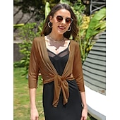 voordelige moeders wikkels-Damesomslag Elegant 3/4 mouw Chiffon Bruiloftsomslagen Met Pure Kleur Voor Feest Lente zomer