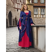 levne Šaty-Retro Středověké Renesanční Šaty Plesové šaty Viking Keltský rytíř Dámské Keltské Královský předvečer Všech svatých Karneval Výkon Párty LARP Dospělé Šaty