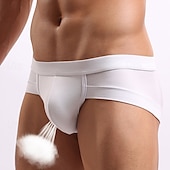 お買い得  メンズのボクサーパンツ-男性用 １枚 ベーシックパンティー ブリーフ パッチワーク ポリエステル 高通気性 ソフト 快適 平織り ミッドライズ ライトピンク ブラック