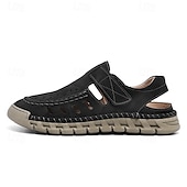 abordables sandalias de exterior-Sandalias beige sin cordones para hombre con diseño perforado y suela acolchada para paseos casuales y ropa de playa.