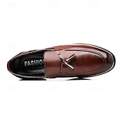 cheap Semi-Formal-Men&#039;s Brown Leather Tassel Loafers – Classic Slip-On Dress Shoes for Business, Weddings, and Formal Events