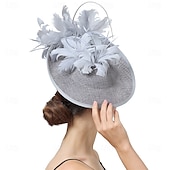 baratos Capacete de Casamento-Peça para Cabeça Sinamay Casamento Festa de Noite Elegante Casamento Com Penas Capacete Chapéu