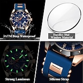 cheap Quartz Watches-POEDAGAR Fashion Men Watch Waterproof Luminous Chronograph Date Man Wristwatch Silicone Strap Luxury Sports Men&#039;s Quartz Watches